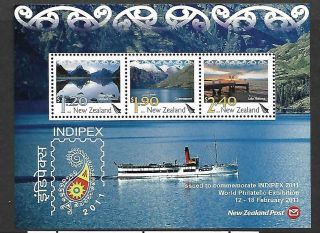 1 Zealand 2011 Muh Sheet 3 Stamps (indipex) ($4.  70 Bargain)
