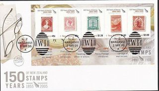 Zealand 2005 150 Years Of Stamps Souvenir Sheet Fdc. . .  8398