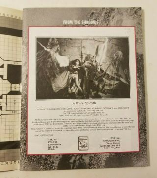 Ad&d 2nd Ed.  Ravenloft: From The Shadows By Nesmith,  Rq3 Adventure,  Map,  Tsr