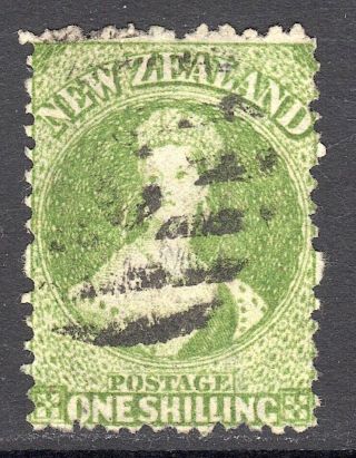 Zealand 1864 - 71 Ffq 1s Green Wmk Star P12½ U,  Sg 124 Cat £140