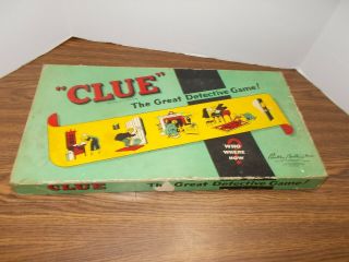 Vintage 1949 Clue Mystery Board Game By Parker Brothers - Complete But No Pencils
