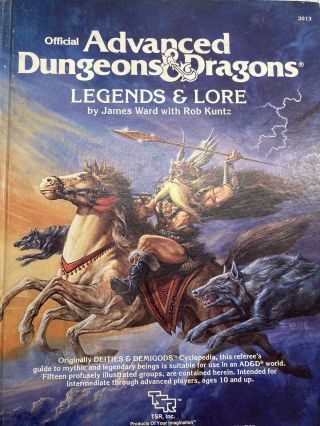 Tsr Advanced Dungeons And Dragons Legends And Lore 1984 Ad&d 2013