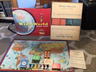 Wide World Travel Game - Parker Brothers 1957 100 Complete Org.  Box Ex.  Cond.