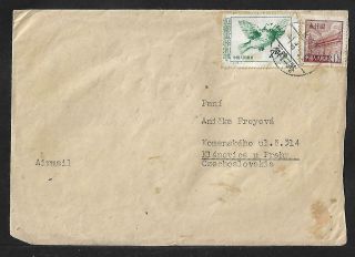 China Prc To Czechoslovakia Air Mail Multifranked Cover1953