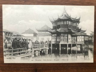 China Old Postcard Chinese Native City Shanghai To France 1905