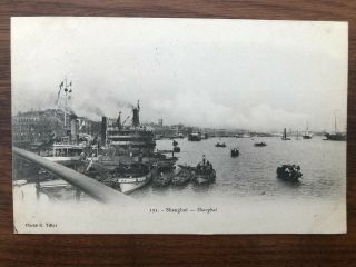 China Old Postcard Harbour Shanghai To France 1905
