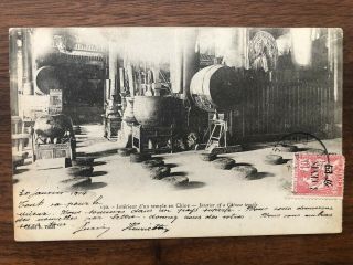 China Old Postcard Interior Of A Chinese Temple Ningpo Shanghai To France 1914