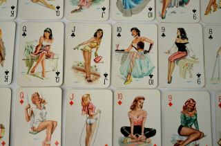 Vintage Pin - Up Playing Cards Glamour Darling With Pharma Advertising