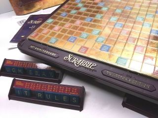 Scrabble 50th Anniversary Collectors Edition All Tiles Rotating Turntable Deluxe
