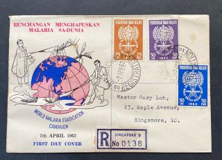 Malaya 1962 Malaria Eradication Private Fdc Posted Registration In Singapore
