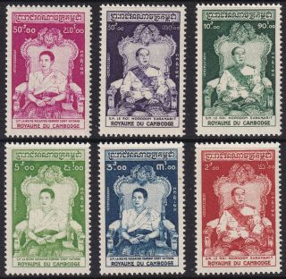 Sc 53 / 58 Cambodia (kampuchea) 1956 Queen Kossamak Set (6) Mnh Cv $73.  00