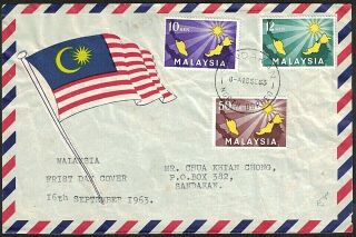 Malaysia,  1963,  Inauguration Of Federation,  Hand Made First Day Cover.