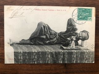 China Old Postcard Chinese Man Smoking Opium Hanoi To France