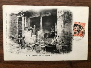 China Old Postcard Chinese People Mongtze Yunnan Yunam To France