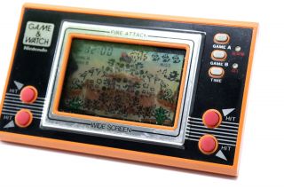 Nintendo Game & Watch Wide Screen Fire Attack Id - 29 Mij 1982 As - Is