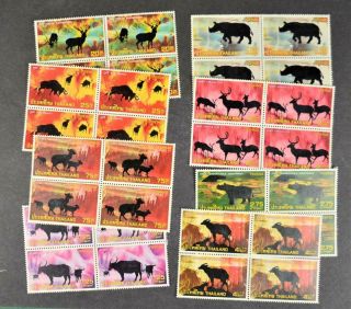 Thailand Stamps 1973 Set Of 8 Protected Wild Animals In Blocks Of 4 U/m (m33)
