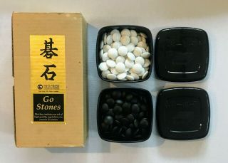 Vintage Ishi Go Stones,  Ceramic,  7mm,  With Bowls Regulation Size Game