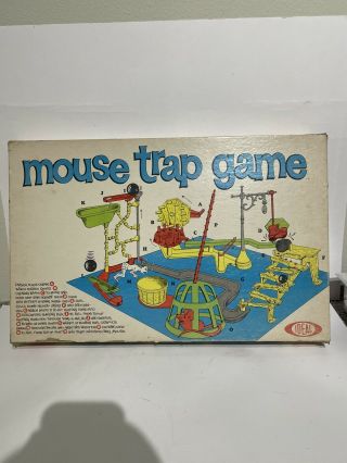 Vtg Mouse Trap Board Game Ideal 1963 Box 99 Complete Missing Spring