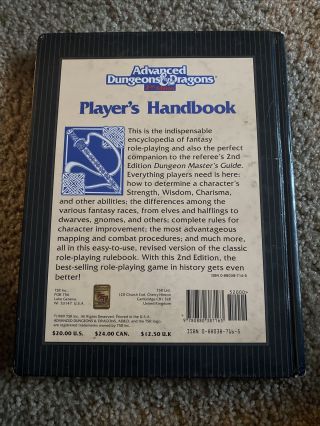 Player ' s Handbook - Advanced Dungeons & Dragons AD&D 2nd Edition TSR 2101 2