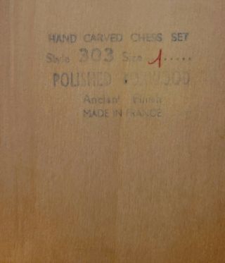 Hand Carved Chess Set From France