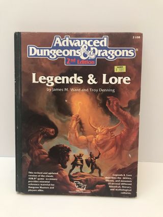 Legends & Lore 2108 Advanced Dungeons & Dragons Tsr 2nd Ed 1990