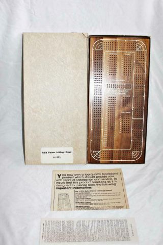 Vintage Brookstone Four Track Cribbage Board Solid Walnut 11995
