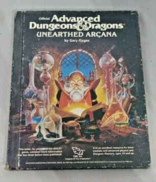 Advanced Dungeons & Dragons Unearthed Arcana 1st Edition,  Tsr,  1985,  Good,