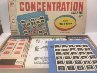 Vtg 1968 Concentration Milton Bradley Board Game 12th Edition Complete Game