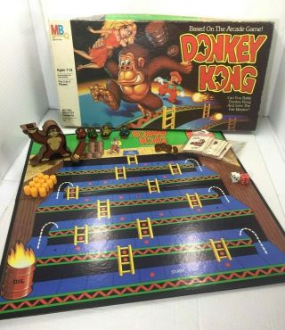 Donkey Kong Board Game Milton Bradley Vintage 1982 Broken Ape