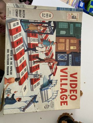 Vintage 1960 Video Village - Cbs Tv Show Board Game By Milton Bradley