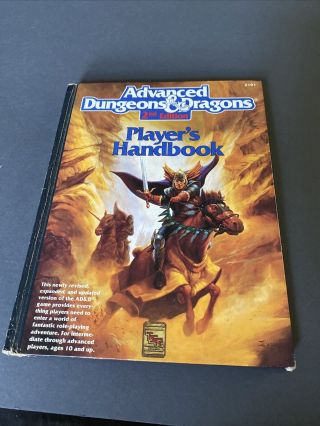 Player’s Handbook Advanced Dungeons And Dragons 2nd Edition 1989 2101 Ad&d Tsr N