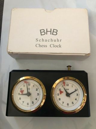 Vintage Bhb Schachuhr Mechanical Chess Clock Black Germany