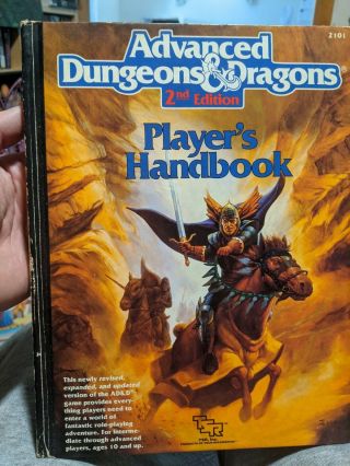 Advanced Dungeons & Dragons Players Handbook 2nd Edition 2101 Tsr 1989