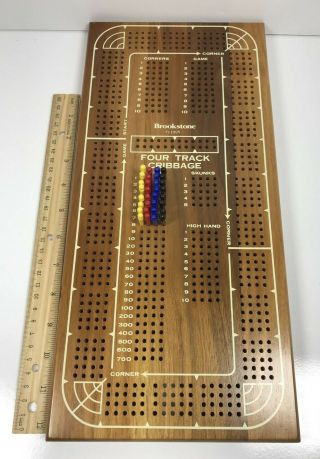 Brookstone 11995 Four Track Cribbage Board With 32 Pegs
