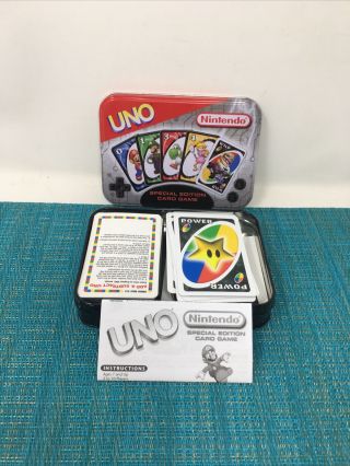 Nintendo Special Edition Uno Card Game Tin Mario Series 2004 Rare Nm
