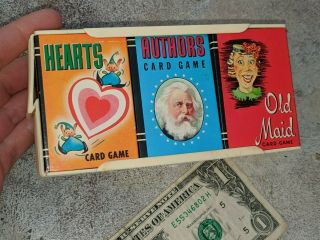 Vtg 1960s Peter Pan Mini Cards Set Of 6 Case Treasure Kit Of Card Games