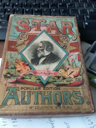 Rare Antique Card Game 1887 Star Popular Edition Authors By Mcloughlin Bros Ny