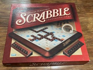 Vintage Scrabble Deluxe Turntable Edition Parker Bros Board Game 2001 - Complete