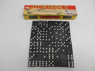 Old Vintage Halsam Double Six Dominoes 623 - W 28 Tiles Classic Game Complete