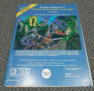 Descent Into The Depths Of The Earth D1 - 2 - Ad&d Advanced Dungeons & Dragons Tsr