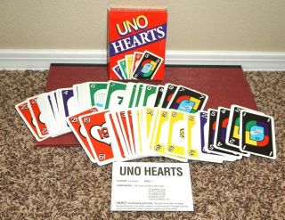 Uno Hearts Card Game Mattel 1994 100 Complete Deck