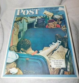 Parker Bros Norman Rockwell Puzzle 17x22 Sat Evening Post Cover August 12,  1944