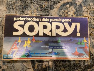 Vintage 1972 Sorry Parker Brothers Pursuit Board Game