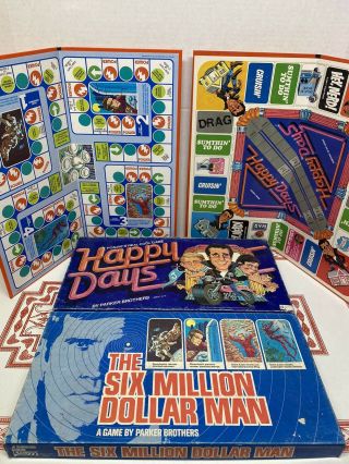 Happy Days And The Six Million Dollar Man Board Games Vintage 1970s Parker Bros.
