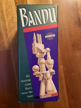 Bandu Wooden Block Stacking Game 1991 Milton Bradley 100 Complete Bausack
