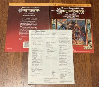 Dragonlance Dragons Of Mystery Advanced Dungeons & Dragons Tsr Dl5 9135 Nm