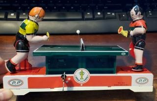 Vintage Collectible P.  P Ms:358 Metal Tin Toy - Ping Pong Table Tennis Play Match