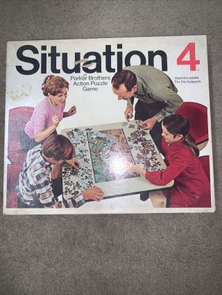Vtg 1968 Situation 4 Parker Brothers Jigsaw Puzzle & Action Board Game Complete