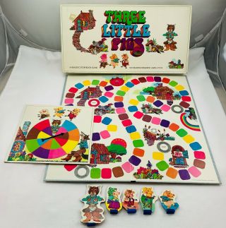 1971 Three Little Pigs Game By Selchow & Righter Complete Great Cond
