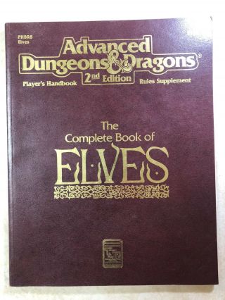 The Complete Book Of Elves Advanced Dungeons And Dragons 2nd Edition